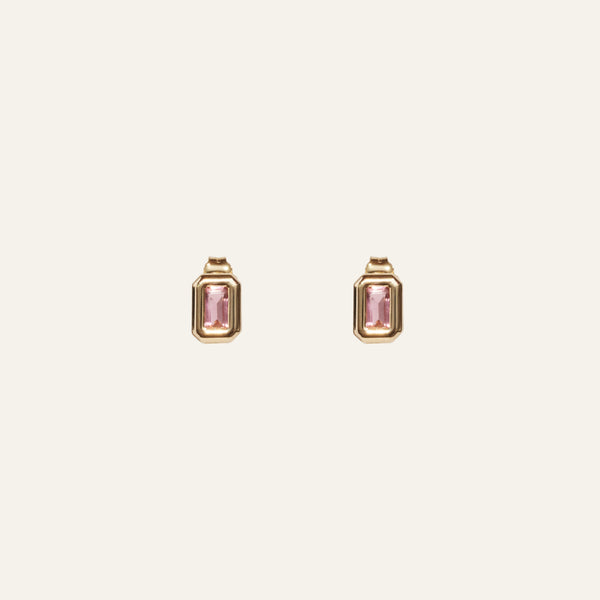 Pink Tourmaline Stud Earring